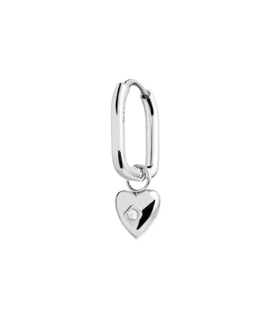 Orecchino ovale con cuore pendente con zircone