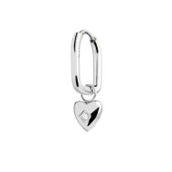 Orecchino ovale con cuore pendente con zircone