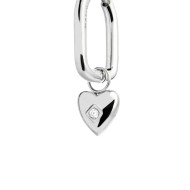 Orecchino ovale con cuore pendente con zircone