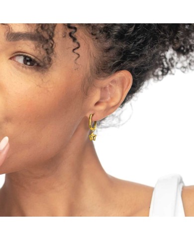 Orecchino ovale con stella pendente con zircone