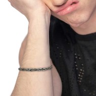 BRACCIALE ACC CON CAT. MARINE CON DUE ELEMENTI IN CERAMICA NERA