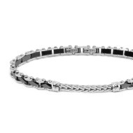 S.S. BRACELET CERAMICS ELEMENTS AND FOXTAIL CHAIN Bracelet with chain with s.steel elements with faceted polished black ceramic