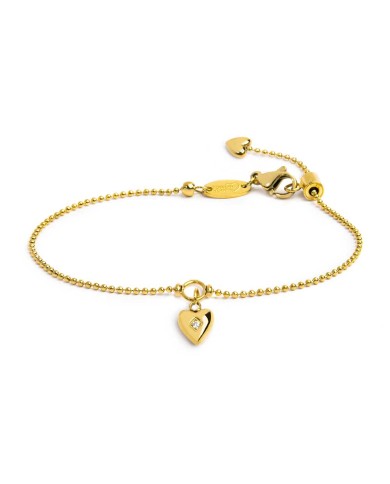 Bracciale catena a sfere con cuore con zircone