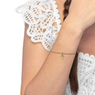 Bracciale catena a sfere con cuore con zircone