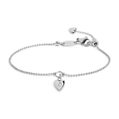 Bracciale catena a sfere con cuore con zircone