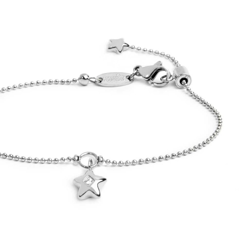 Bracciale catena a sfere con stella con zircone