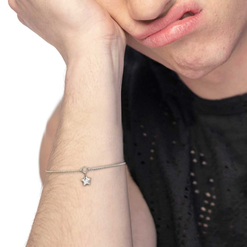 Bracciale catena a sfere con stella con zircone