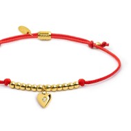 Bracciale cordino con pendente cuore con zircone