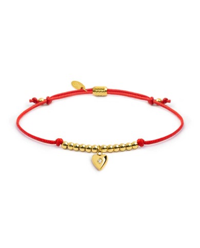 Bracciale cordino con pendente cuore con zircone