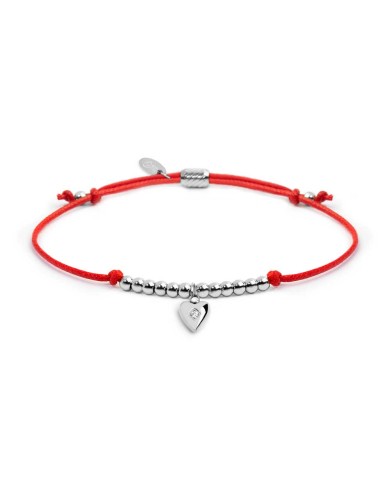 Bracciale cordino con pendente cuore con zircone