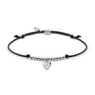 Bracciale cordino con pendente cuore con zircone