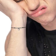 Bracciale cordino con pendente cuore con zircone