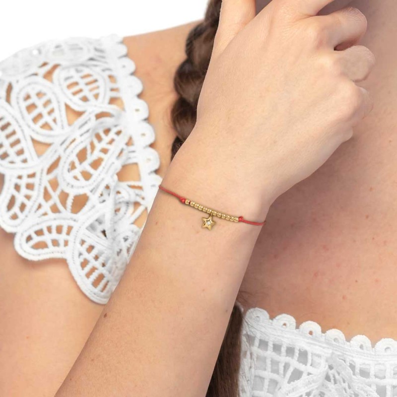 Bracciale cordino con pendente stella con zircone