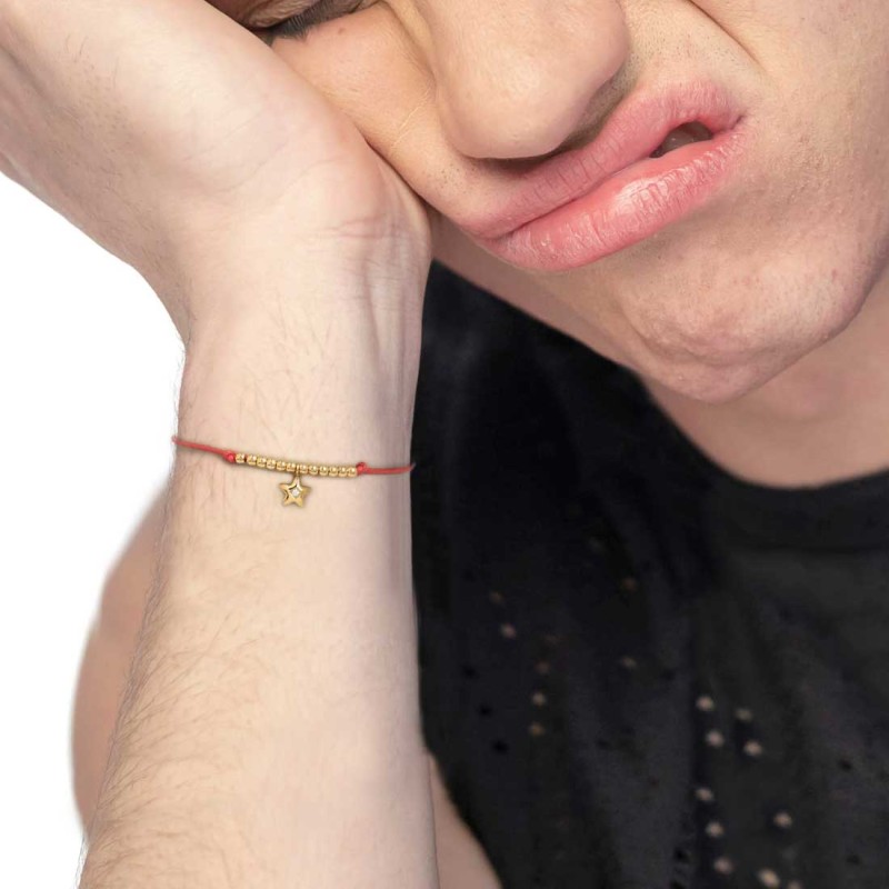 Bracciale cordino con pendente stella con zircone
