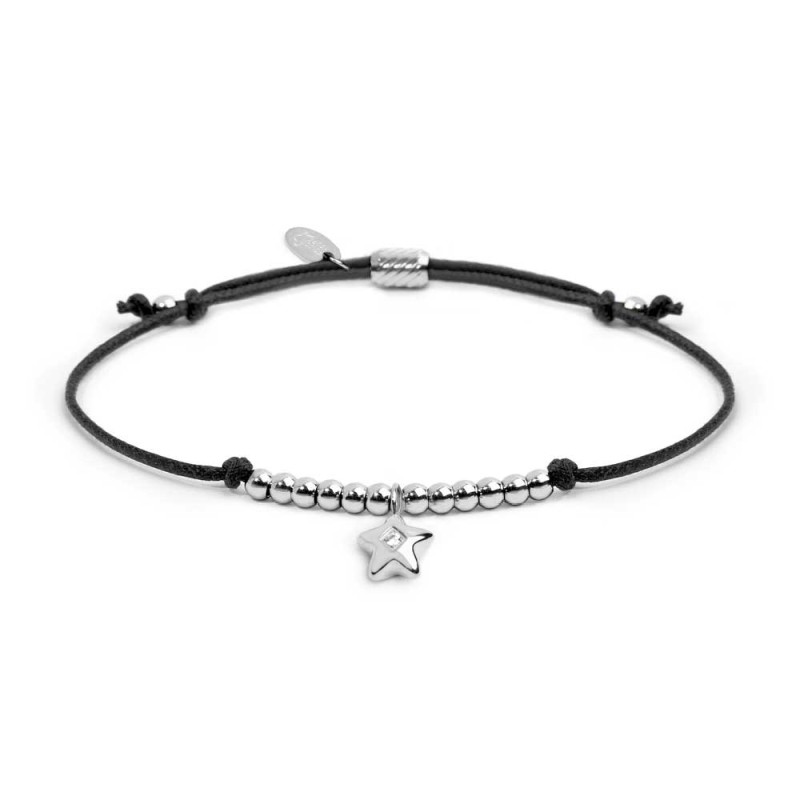 Bracciale cordino con pendente stella con zircone
