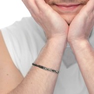 S.S.MAT BLACK IP BRACELET MARINE CHAIN AND CERAMICS ELEMENTS CHAIN Bracelet with s.steel with mat black ip marine chain 5 mm wid