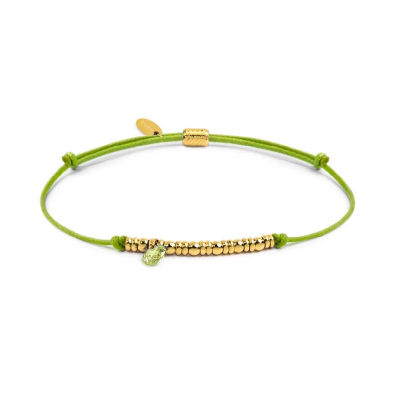 Bracciale cordino con elementi acciaio e zircone pendente