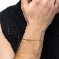 Bracciale cordino con elementi acciaio e zircone pendente