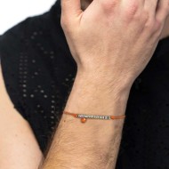 Bracciale cordino con elementi acciaio e zircone pendente