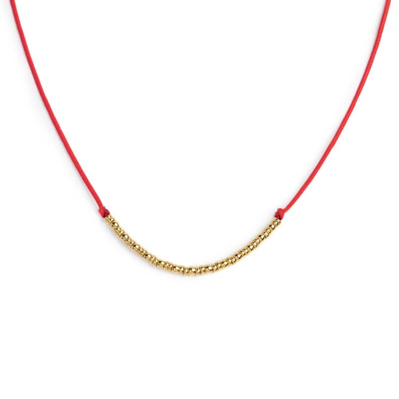 Collana cordino con sfere e rondelle al centro