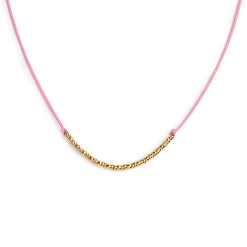 Collana cordino con sfere e rondelle al centro