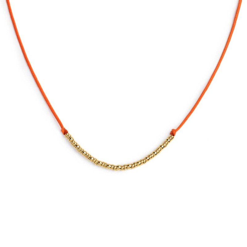 Collana cordino con sfere e rondelle al centro