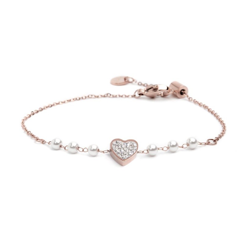 Bracciale cuore cristalli con perle Bracciale cuore cristalli con perle
