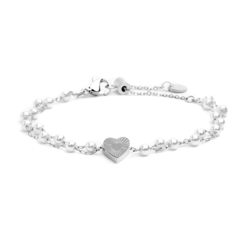 BRACCIALE DOPPIA CAT PERLE CUORE CRISTALLI BRACCIALE DOPPIA CAT PERLE CUORE CRISTALLI
