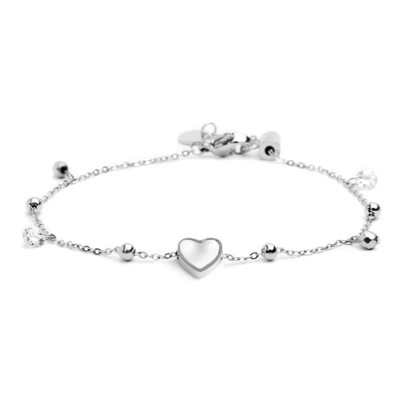 BRACCIALE CUORE MADR PERLA CON PEND EM E CZ BRACCIALE CUORE MADR PERLA CON PEND EM E CZ