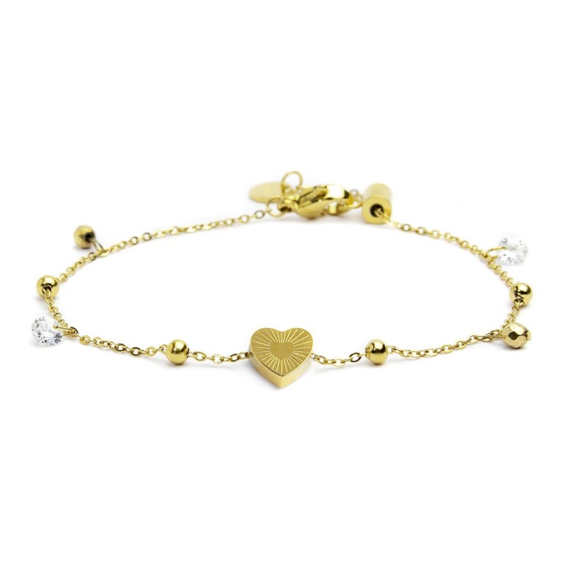 Bracciale cuore madreperla con sfere e zirconi Bracciale cuore madreperla con sfere e zirconi