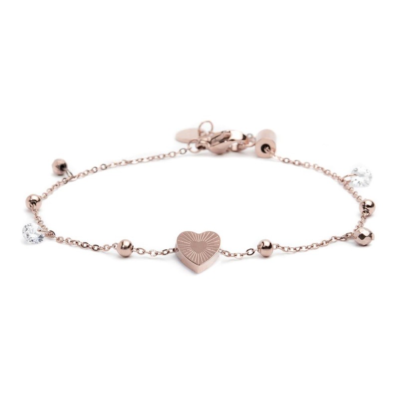 Bracciale cuore madreperla con sfere e zirconi