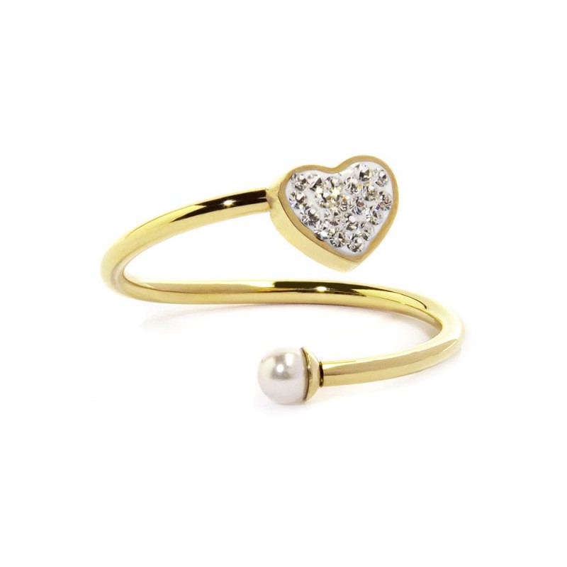 ANELLO CUORE CON CRIST E PERLA ANELLO CUORE CON CRIST E PERLA