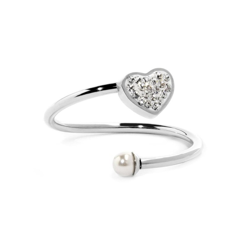 Anello cuore con cristalli e perla Anello cuore con cristalli e perla