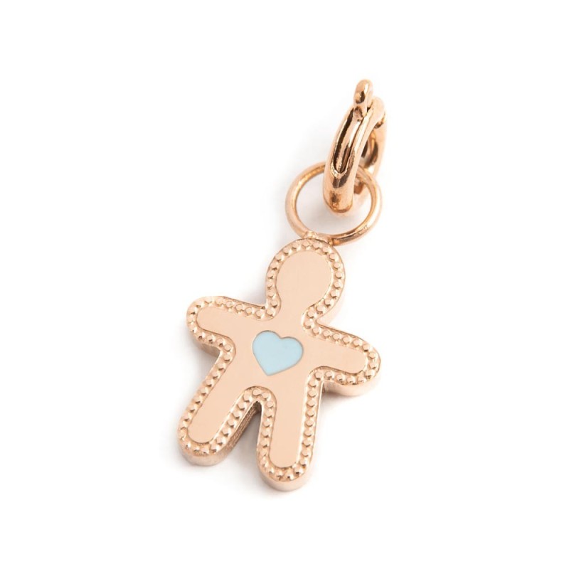 Charm bimbo cuore smalto azzurro Charm bimbo cuore smalto azzurro