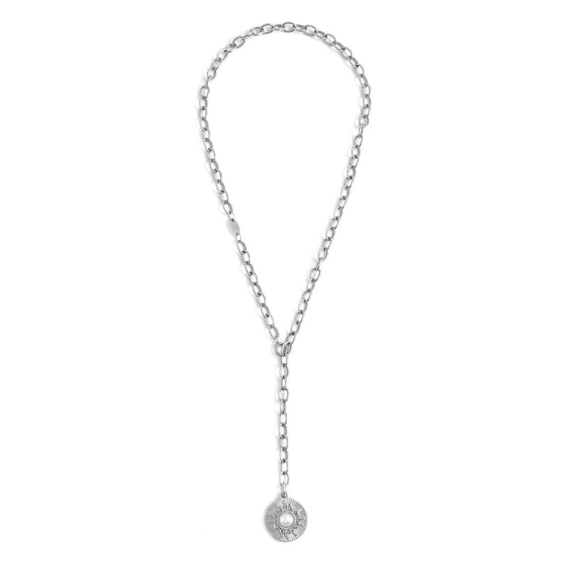Collana sole pendente con perla Collana sole pendente con perla