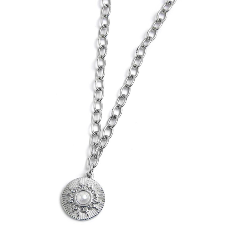 Collana sole pendente con perla Collana sole pendente con perla
