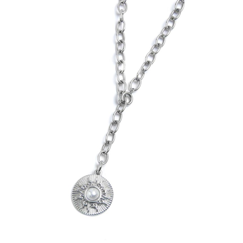 Collana sole pendente con perla Collana sole pendente con perla