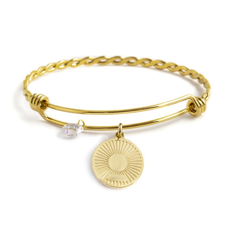 Bracciale rigido sole pendente con perla Bracciale rigido sole pendente con perla