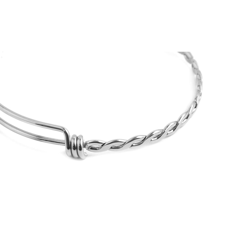 Bracciale rigido bangle torchon con perla