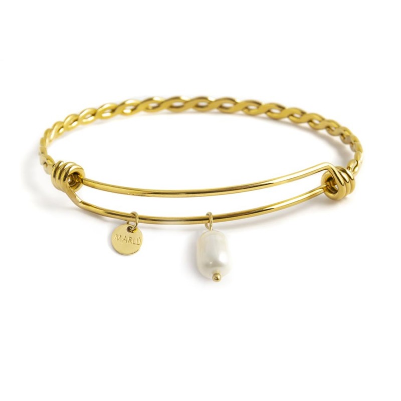 Bracciale rigido bangle torchon con perla Bracciale rigido bangle torchon con perla