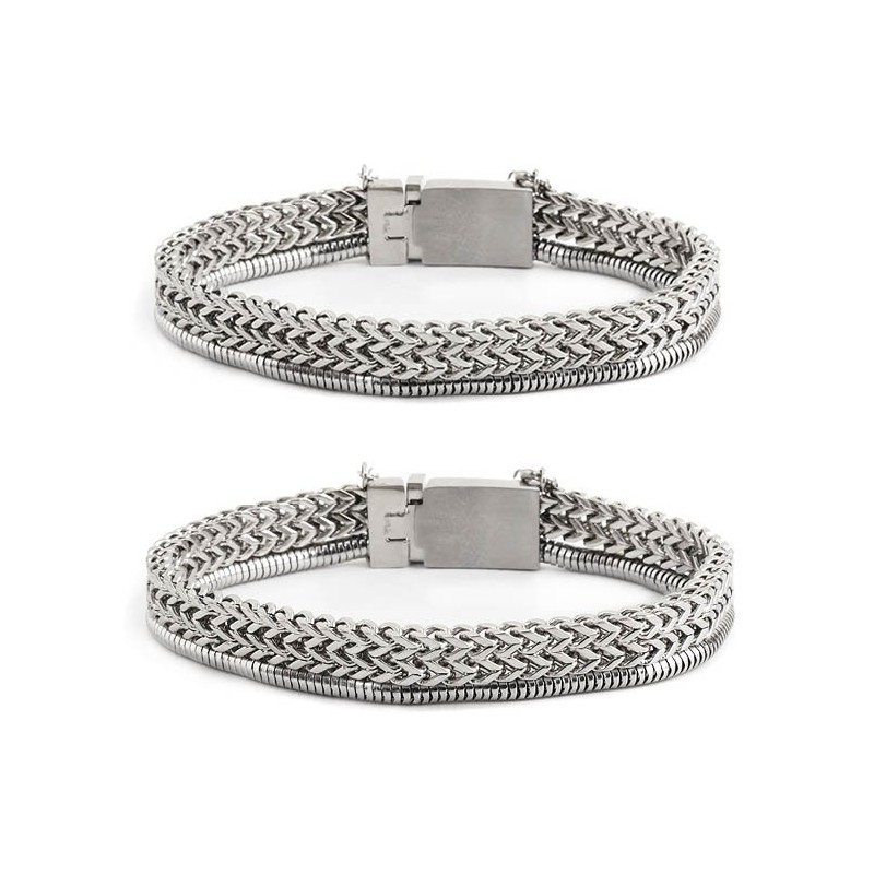 BRACCIALE ACCIAIO CATENA SPINA DI PESCE 6.40MM E SNAKE 3.30MM BRACCIALE ACCIAIO CATENA SPINA DI PESCE 6.40MM E SNAKE 3.30MM