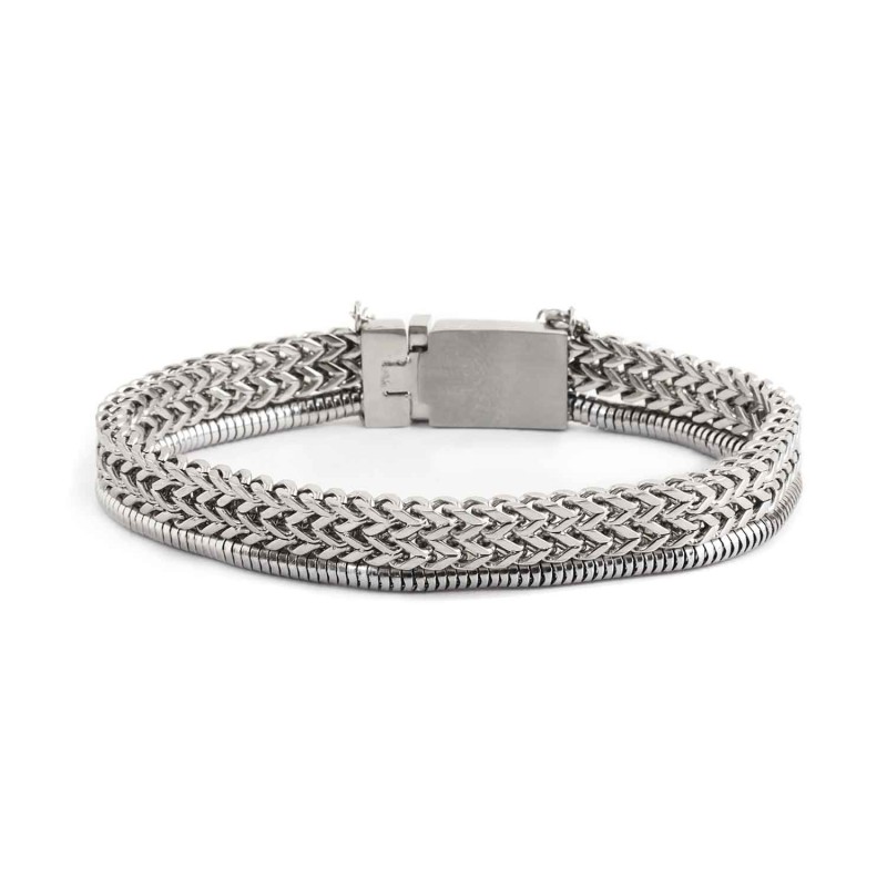 BRACCIALE ACCIAIO CATENA SPINA DI PESCE 6.40MM E SNAKE 3.30MM