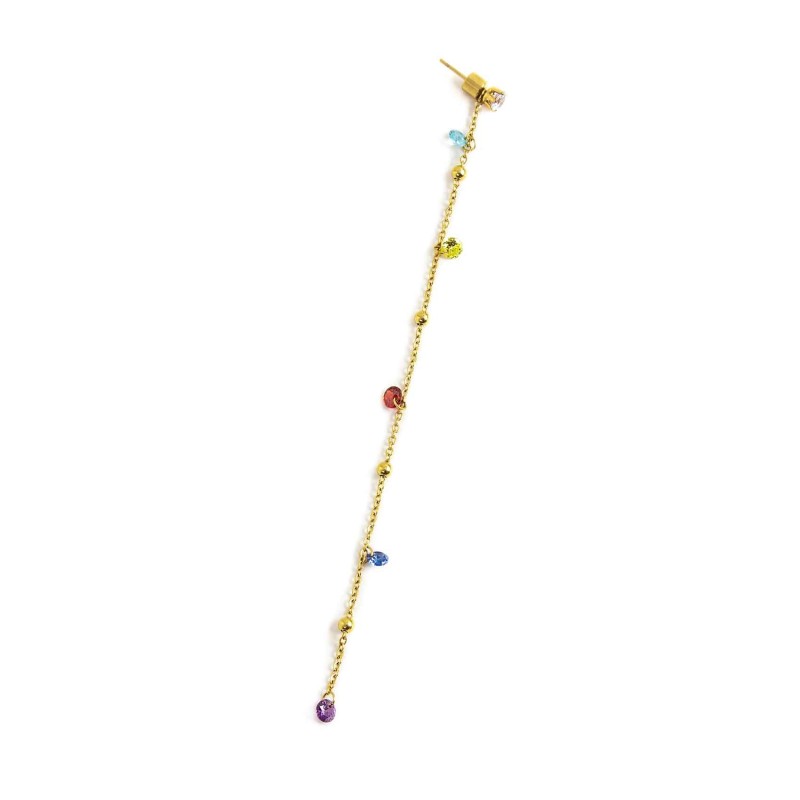 Orecchino pendente con zirconi e sfere 12cm Orecchino pendente con zirconi e sfere 12cm