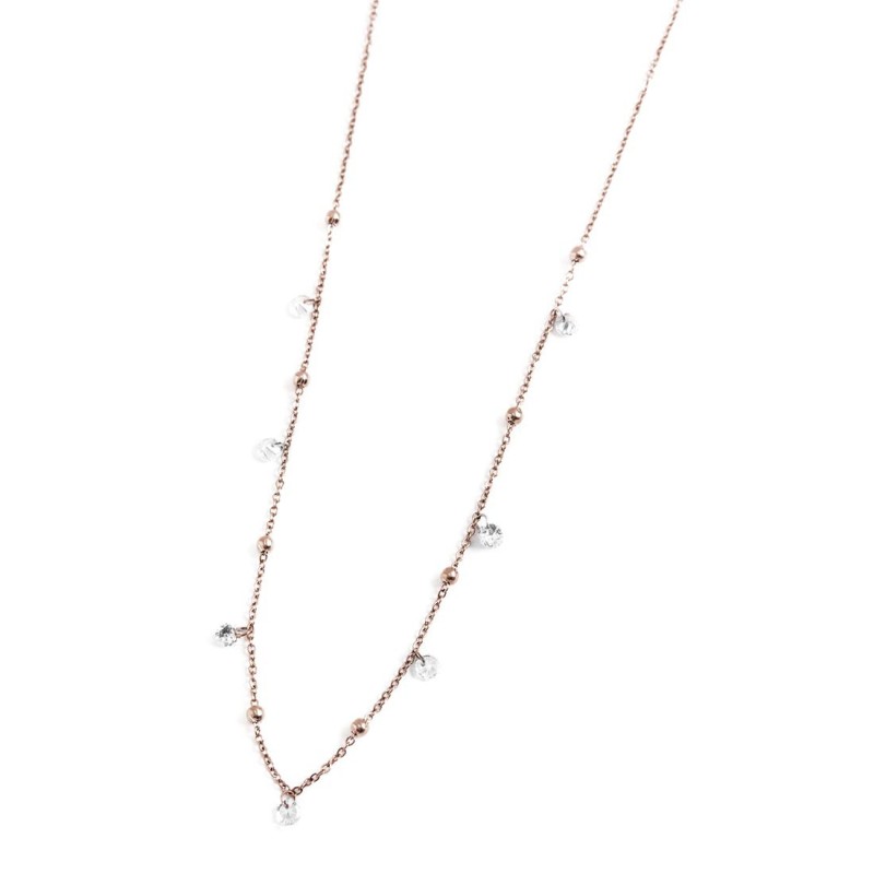 COLLANA 45CM CON CUBIC ZIRCONIA E SFERE COLLANA 45CM CON CUBIC ZIRCONIA E SFERE