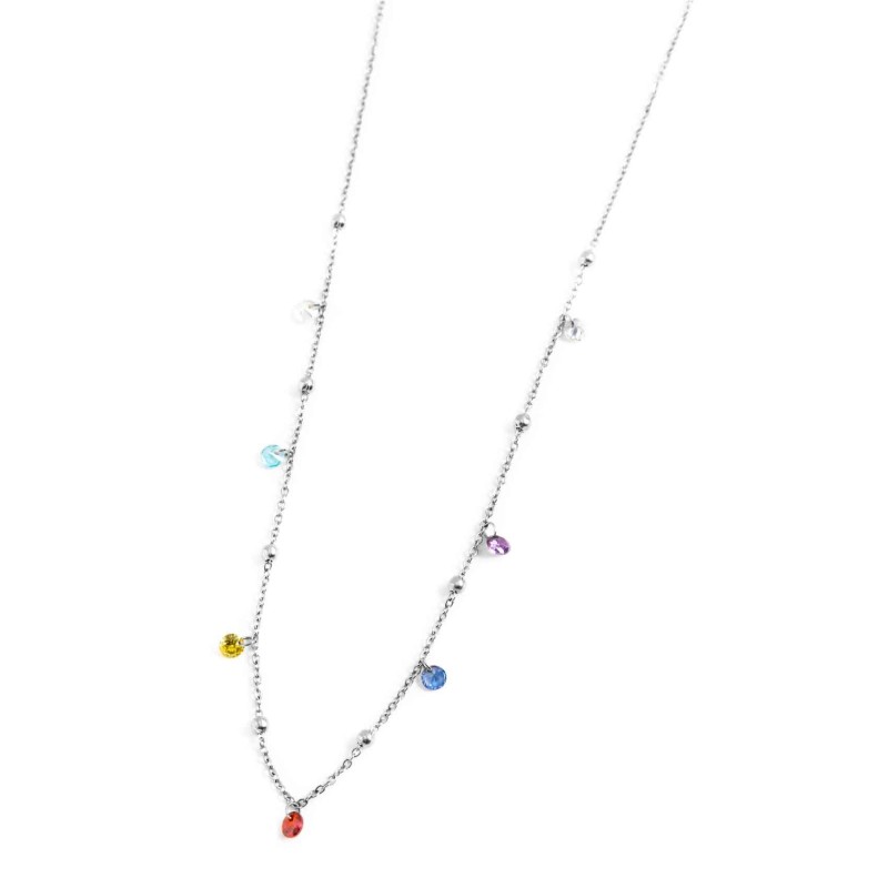 COLLANA 45CM CON CUBIC ZIRCONIA E SFERE