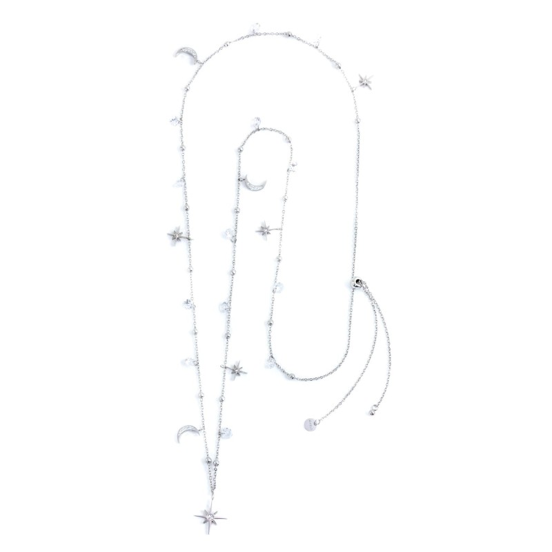 Collana lune e rosa dei venti con pendente rosa dei venti