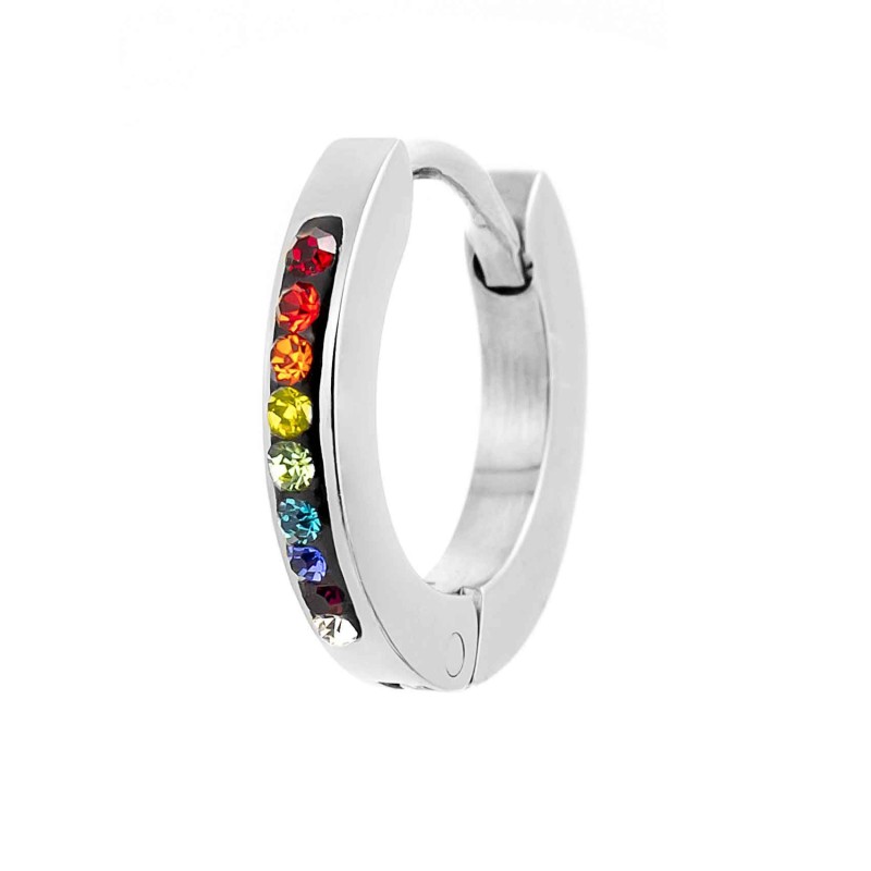 Orecchino a cerchio 14mm con cristalli Orecchino a cerchio 14mm con cristalli