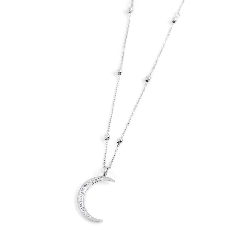 COLLANA CON PEND LUNA 20MM CON CRISTALLI