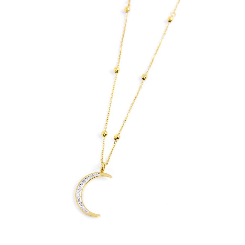 COLLANA CON PEND LUNA 20MM CON CRISTALLI