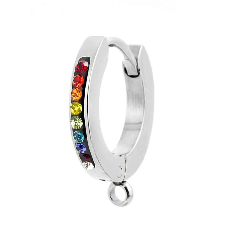 Orecchino a cerchio 14mm con anello per charm Orecchino a cerchio 14mm con anello per charm